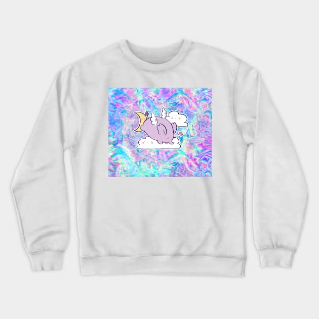 Pastel Grunge Angel Moon Elephant Crewneck Sweatshirt by saradaboru